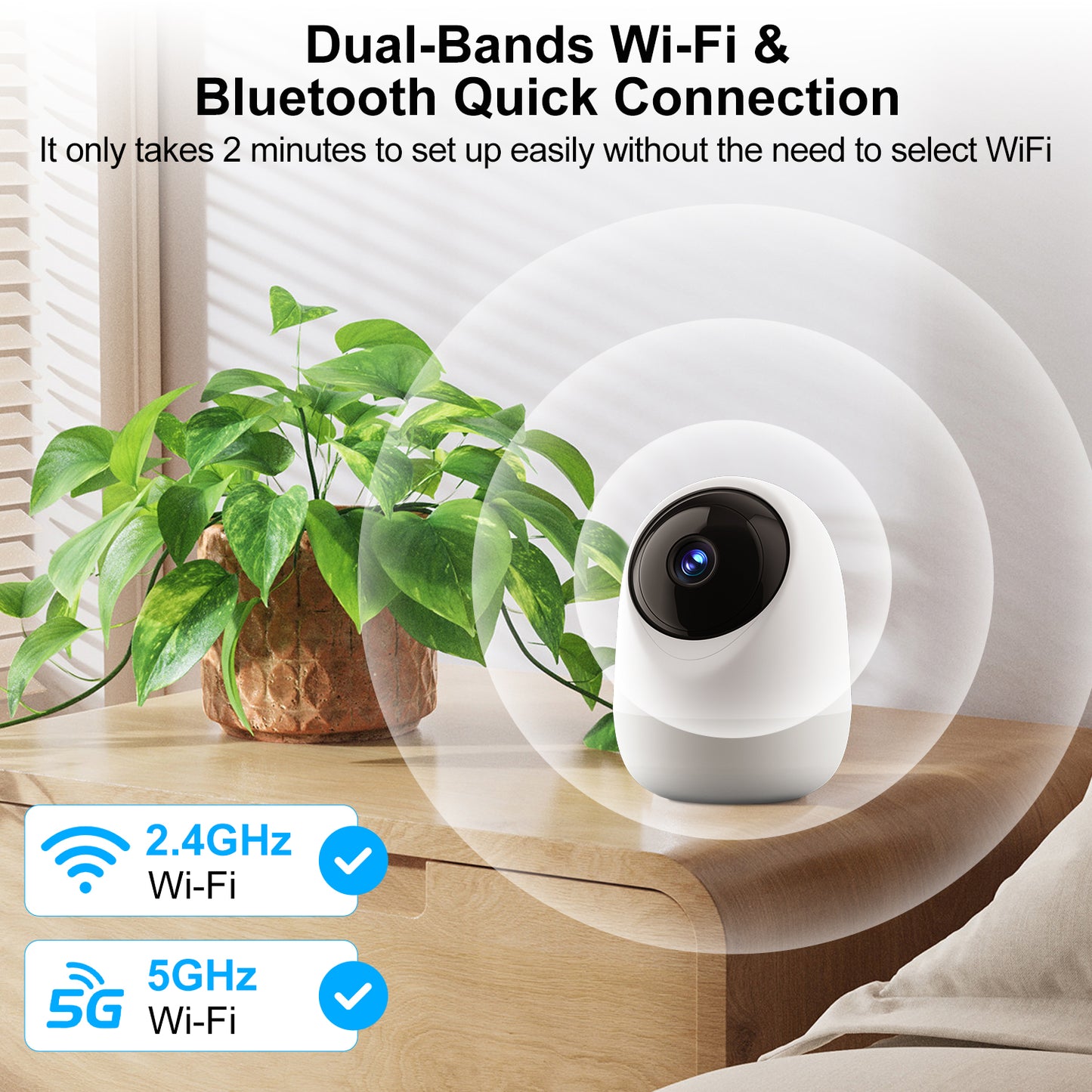 2K Indoor Security Camera with 5G & 2.4G WiFi