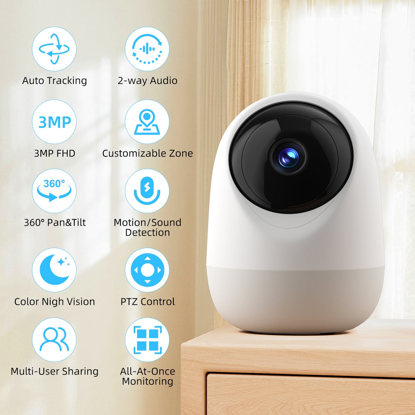 2K Indoor Security Camera with 5G & 2.4G WiFi