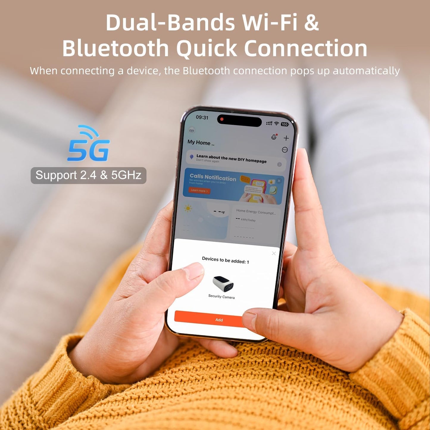 5G Security Camera Outdoor Wireless WiFi, 5G Solar Security Camera